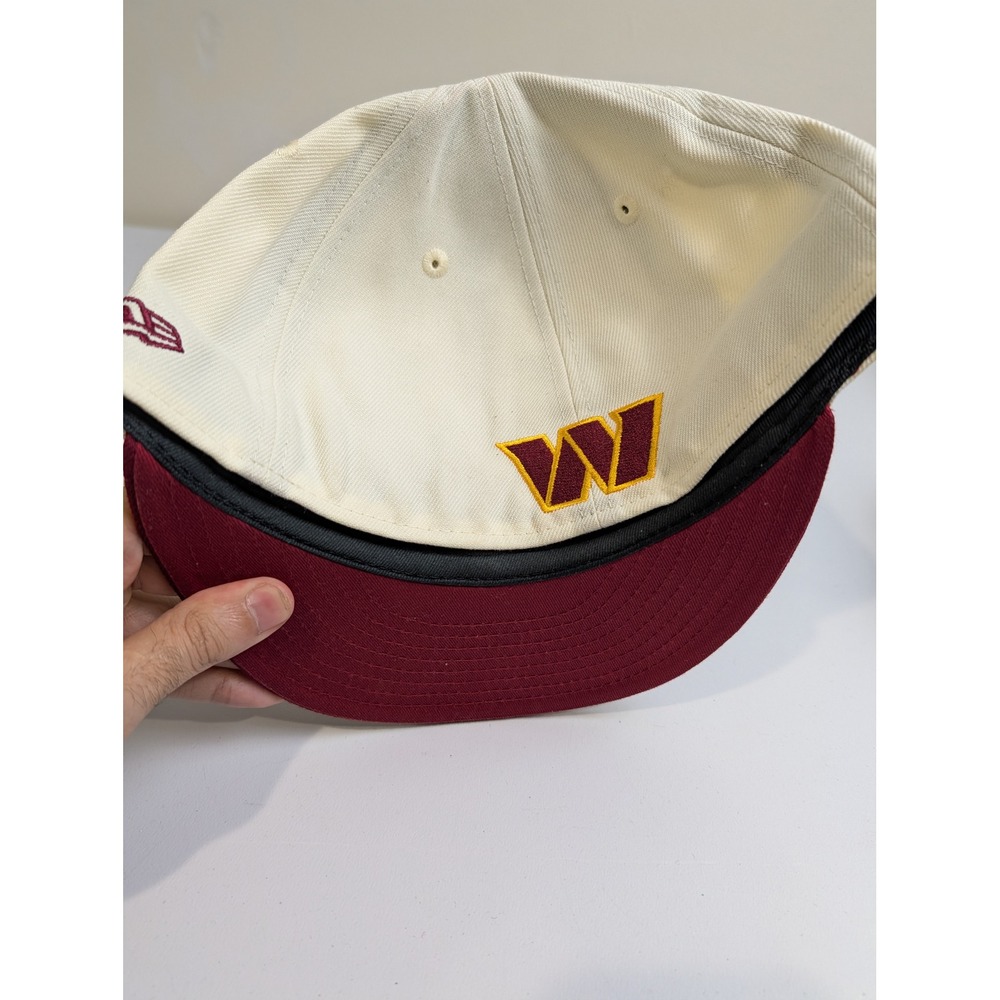 New Era Washington Commanders Hat Mens 7 3/8 Cream Burgundy 59FIFTY Fitted - Picture 2 of 3